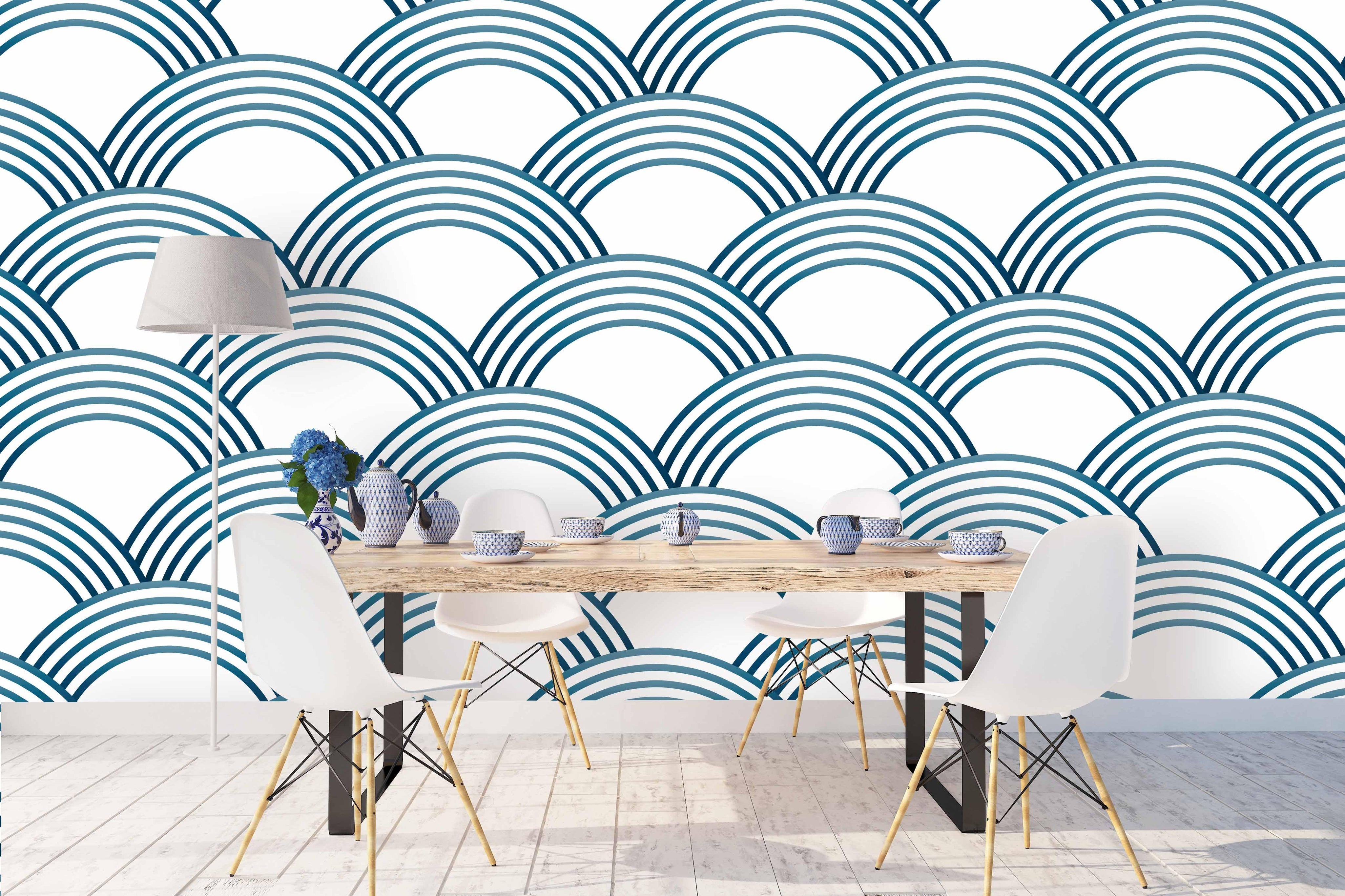 3D Blue Wavy Wall Mural Wallpaper 93- Jess Art Decoration