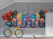 3D Colourful Monster Street Art colourful monster street art mural wall mural wallpaper for teen room - view 2