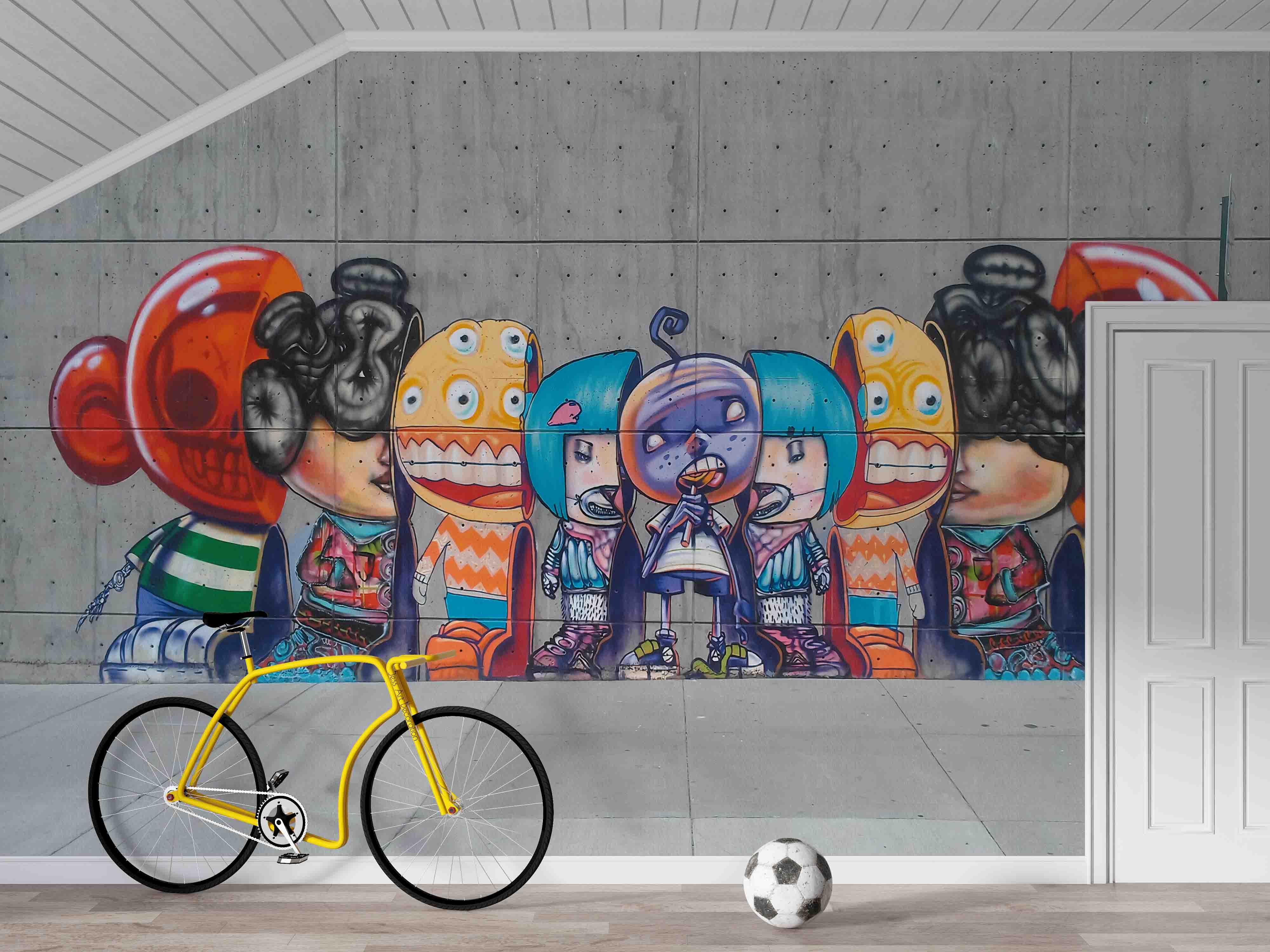 3D Colourful Monster Street Art colourful monster street art mural wall mural wallpaper for teen room - view 2