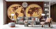 3D Retro Map World Wall Mural Wallpaper SWW4461- Jess Art Decoration