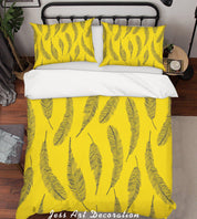 3D Feathers Pattern Gold Background Quilt Cover Set Bedding Set Pillowcases  41- Jess Art Decoration
