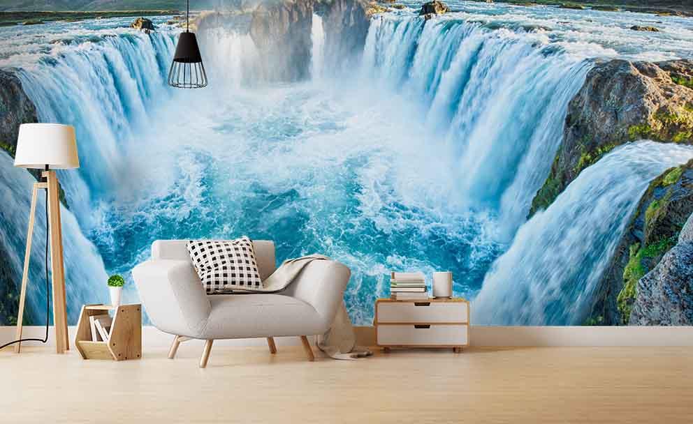 3D Blue Waterfall Wall Mural Wallpaper 147- Jess Art Decoration