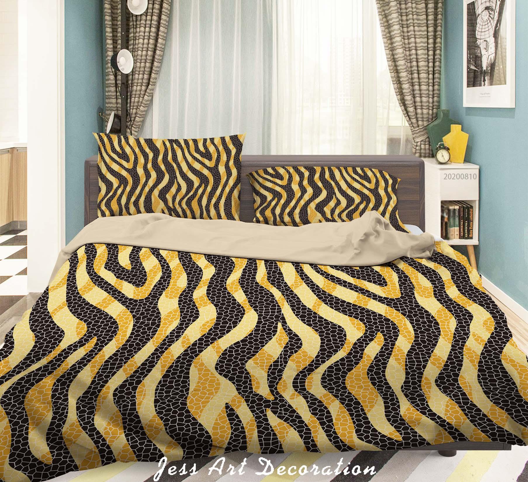 3D Yellow Zebra Pattern Quilt Cover Set Bedding Set Duvet Cover Pillowcases LXL- Jess Art Decoration