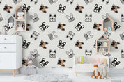 3D Cartoon Hand Drawn French Bull Dog Animal Pattern Wall Mural Wallpaper LXL- Jess Art Decoration