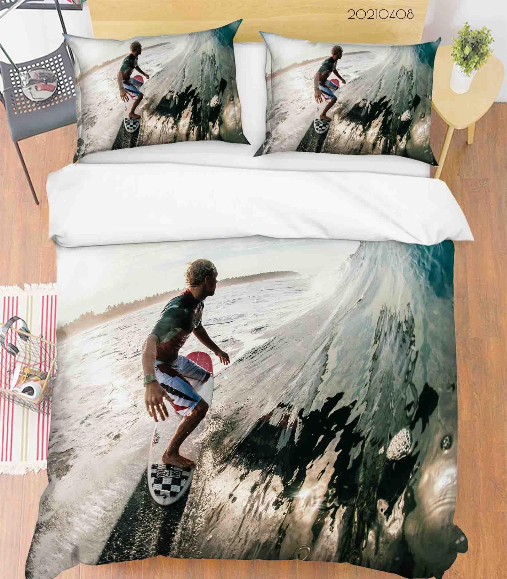 3D Ocean Wave Surfing Quilt Cover Set Bedding Set Duvet Cover Pillowcases 17- Jess Art Decoration