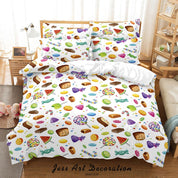 3D Hand Drawn Food Dessert Candy Quilt Cover Set Bedding Set Duvet Cover Pillowcases 11- Jess Art Decoration