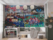 3D Abstract Art Graffiti Alphabet Eye Wall Mural Wallpaper GD 4082- Jess Art Decoration