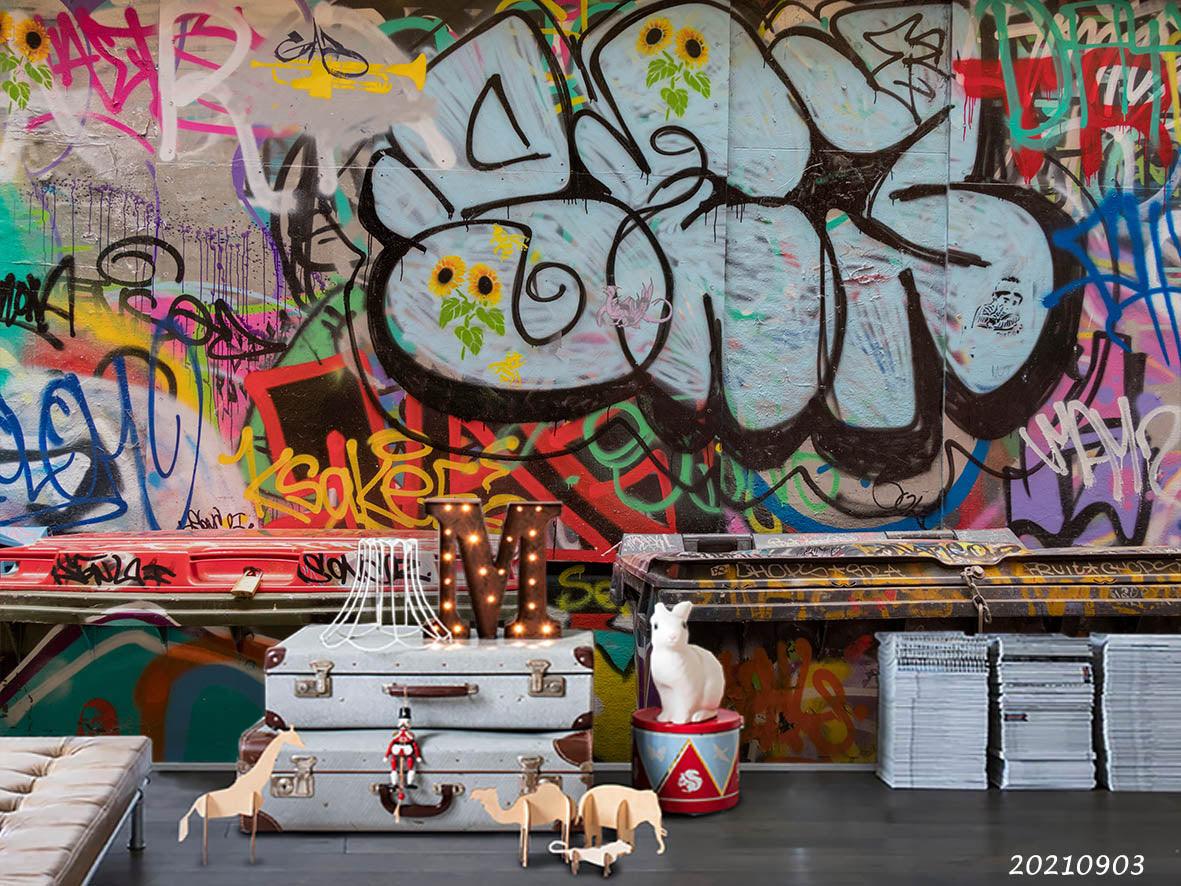 3D Abstract Colored Street Graffiti Wall Mural Wallpaper LQH 112- Jess Art Decoration