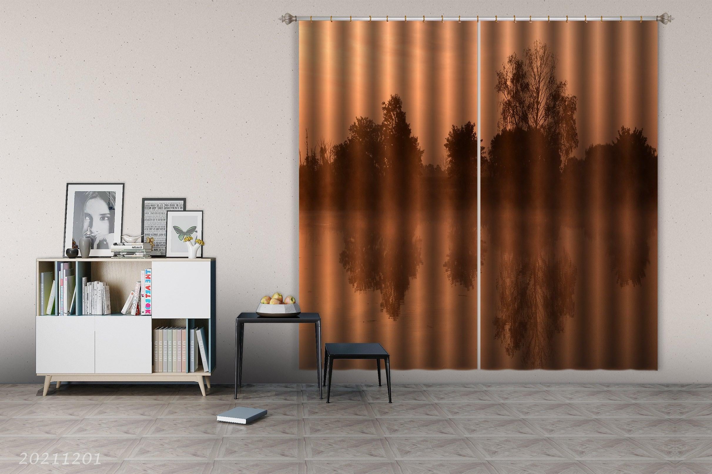 3D Landscape Plant Forest Yellow Curtains and Drapes LLL 13- Jess Art Decoration