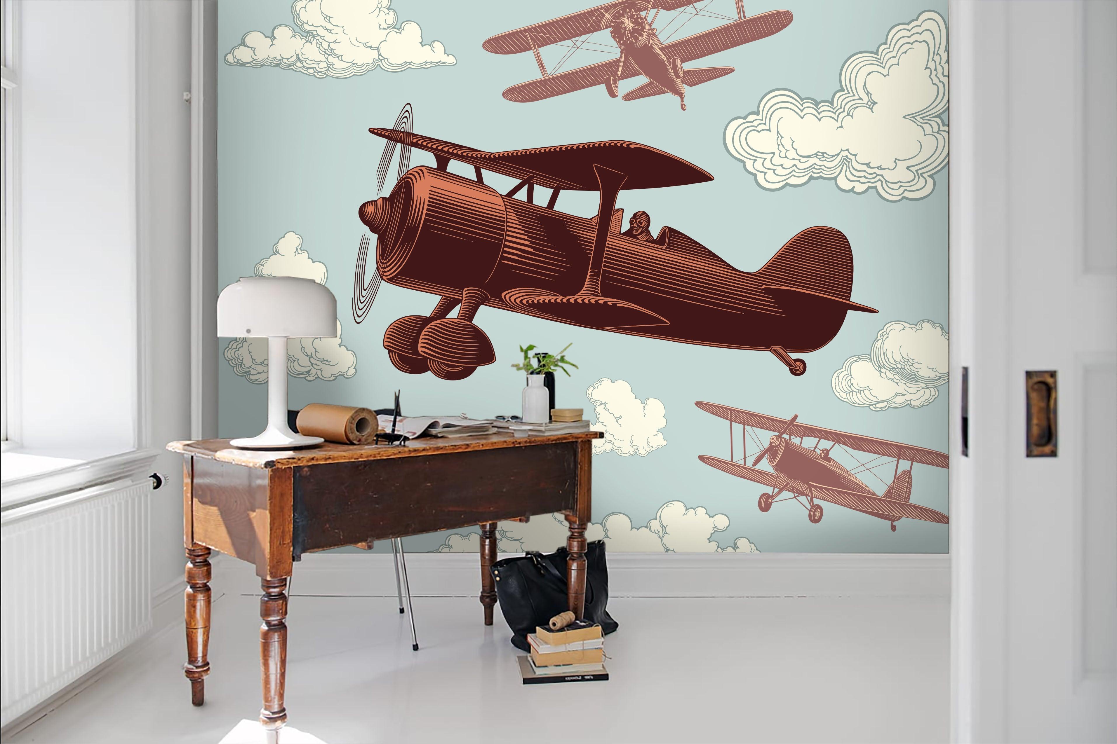 3D Cartoon Aircraft  Wall Mural Wallpaper 63- Jess Art Decoration