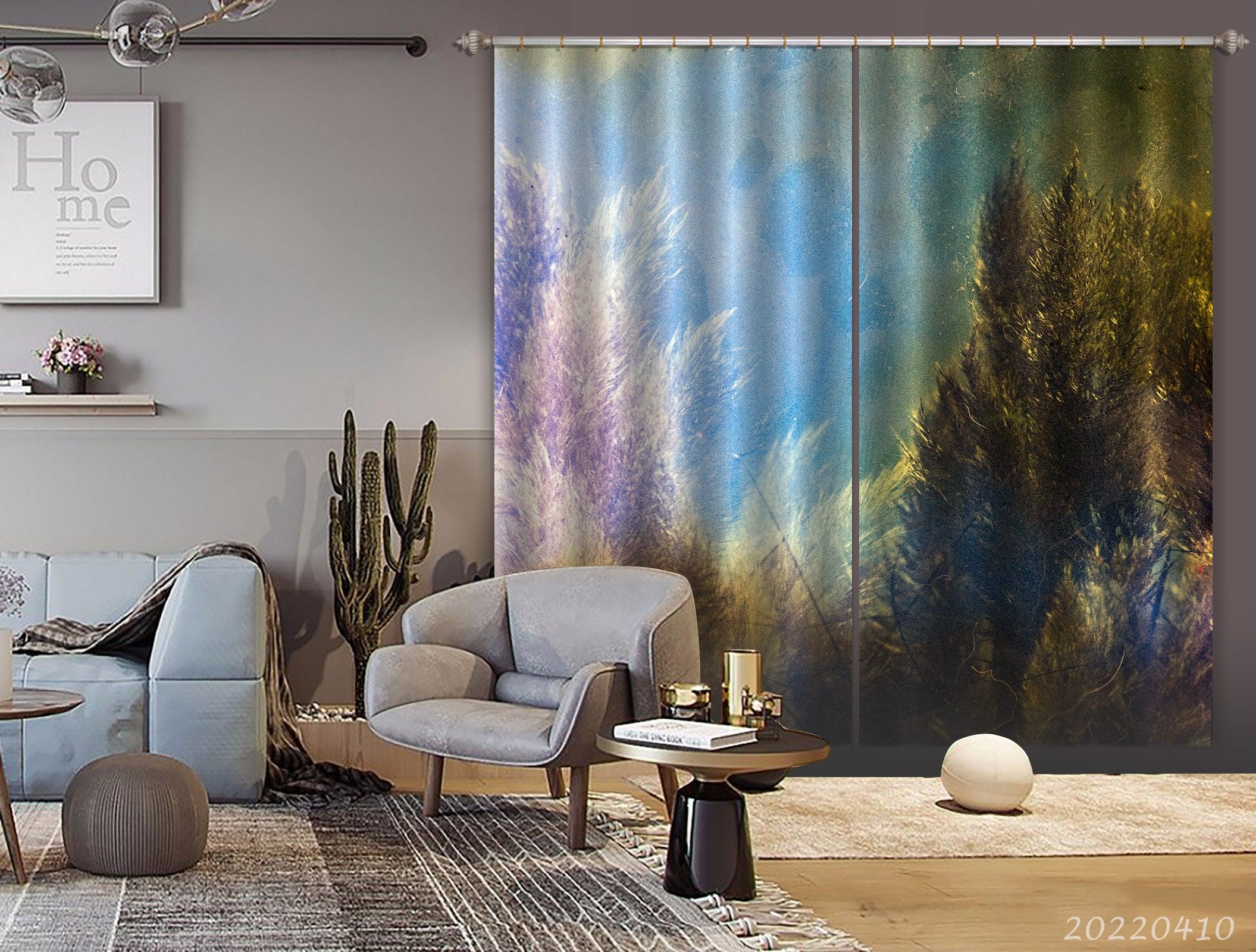 3D Woods Trees Painting Art Curtains and Drapes GD 3997- Jess Art Decoration