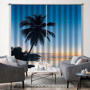 3D Coconut Tree Sea Sunrise Scenery Curtains and Drapes GD 2107- Jess Art Decoration