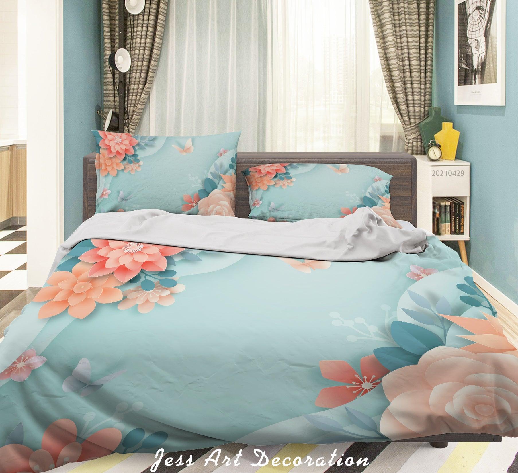 3D Watercolor Pink Floral Quilt Cover Set Bedding Set Duvet Cover Pillowcases 177- Jess Art Decoration