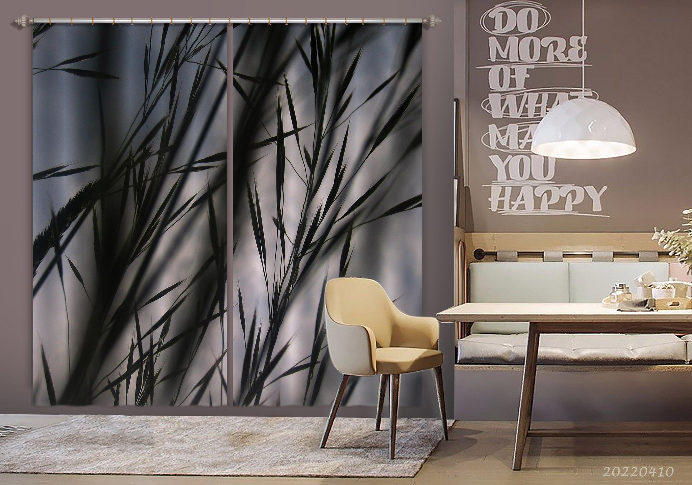 3D Tree Branch Black White Plant Sky Curtains and Drapes GD 3804- Jess Art Decoration