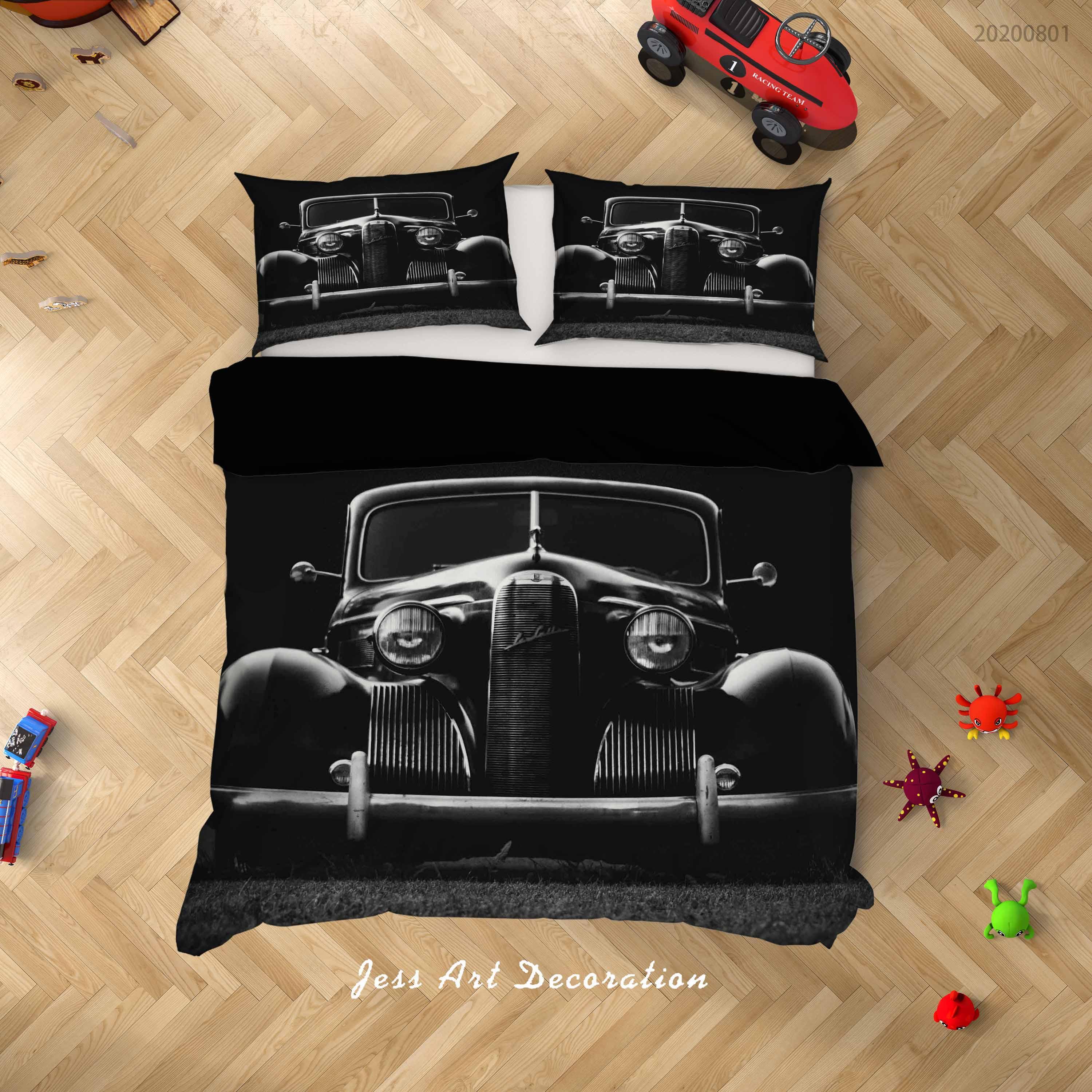 3D Dark Realistic Antique Car Quilt Cover Set Bedding Set Duvet Cover Pillowcases LXL 190- Jess Art Decoration