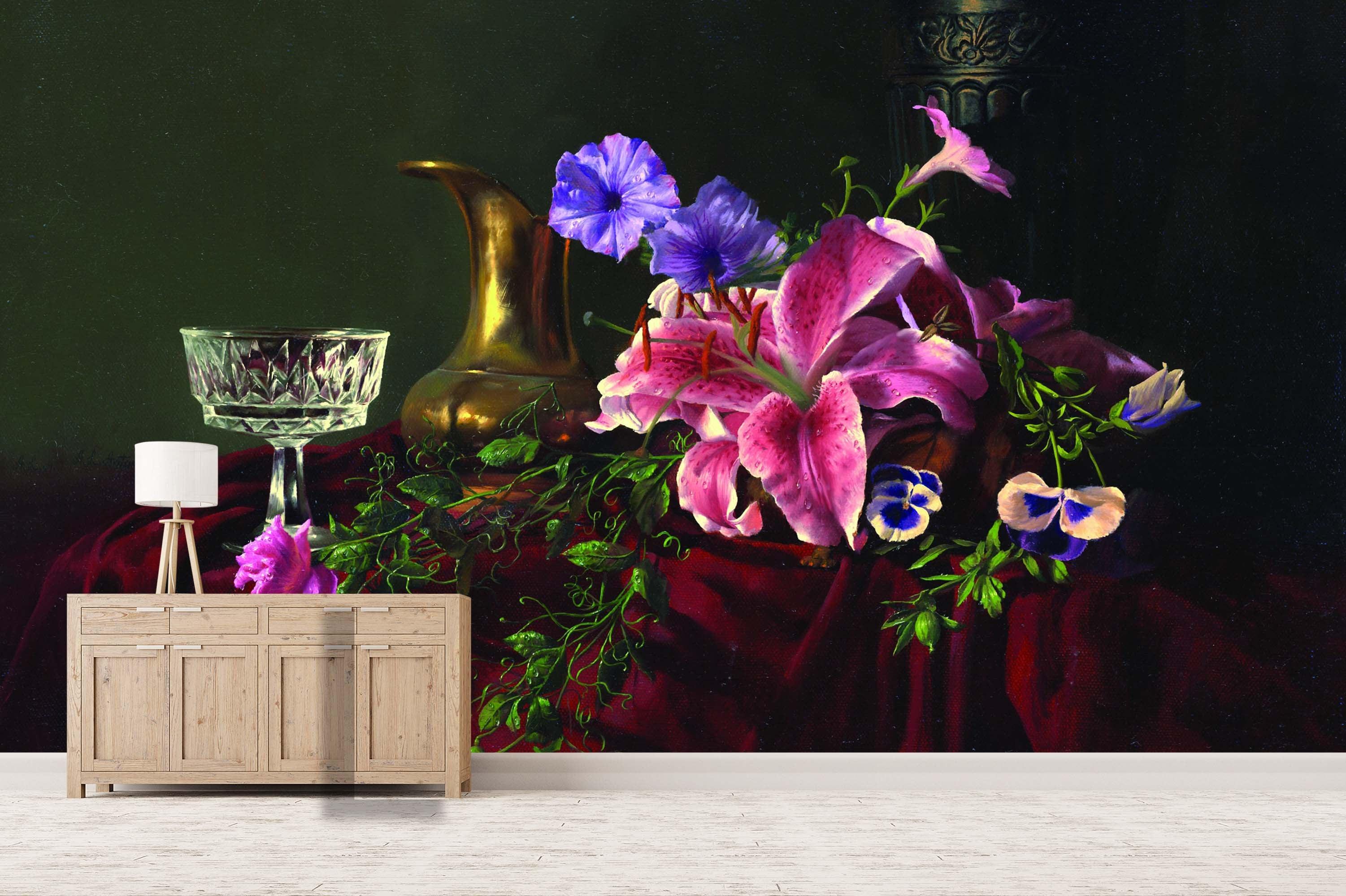 3D flowers fruits violin oil painting wall mural wallpaper 15- Jess Art Decoration