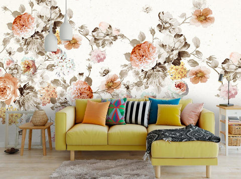 3D Watercolor Vintage Floral Wall Mural Wallpaper 25- Jess Art Decoration
