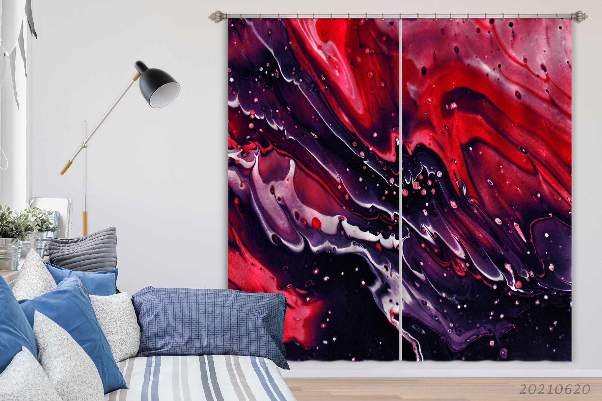 3D Abstract Burgundy Texture Pattern Curtains and Drapes GD 881- Jess Art Decoration