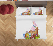 3D White Rabbit Eggs Floral Quilt Cover Set Bedding Set Duvet Cover Pillowcases SF20- Jess Art Decoration