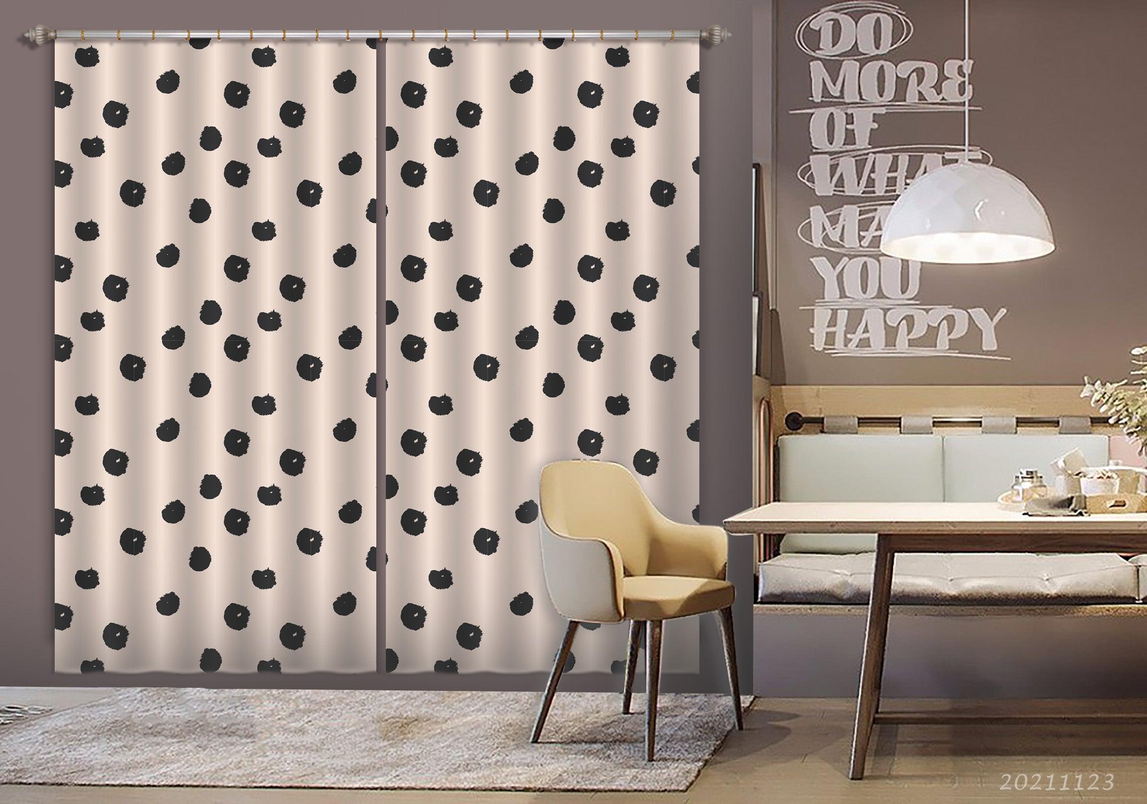 3D Abstract Black Geometric Dot Graphic Curtains and Drapes LQH 22- Jess Art Decoration
