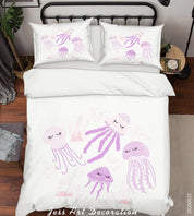 3D Cute Sleep Jellyfish Pattern Quilt Cover Set Bedding Set Duvet Cover Pillowcases WJ 6314- Jess Art Decoration