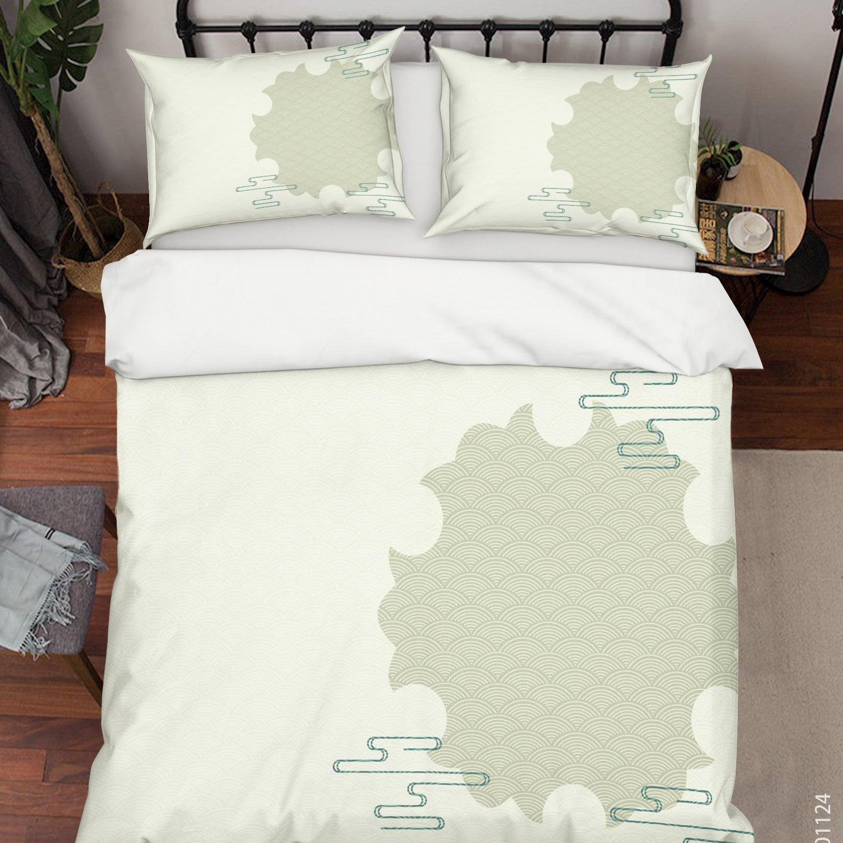 3D Abstract Light Green Quilt Cover Set Bedding Set Duvet Cover Pillowcases LXL- Jess Art Decoration