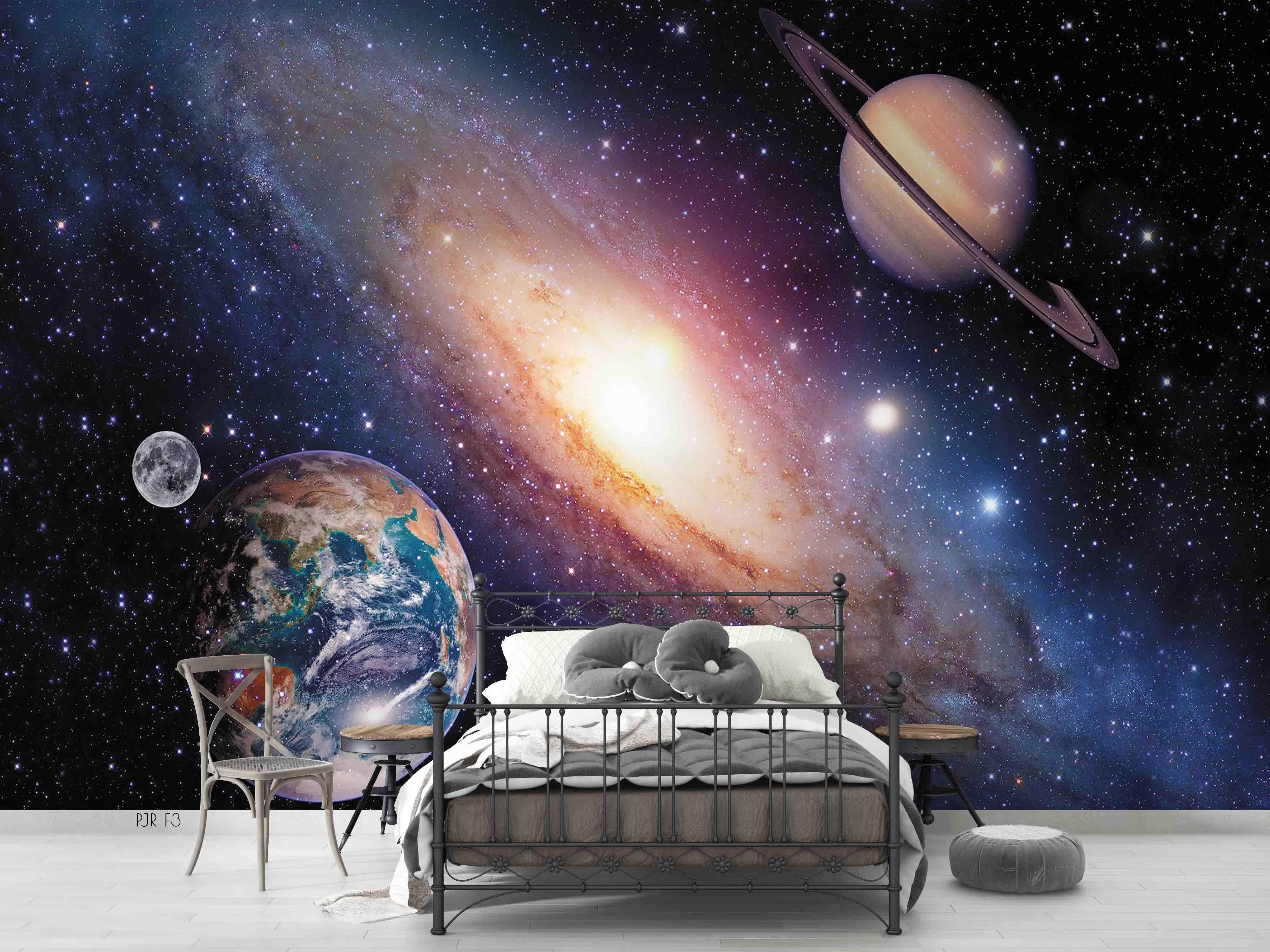 3D Nebula Saturn Space Saturn nebula space mural wall mural wallpaper for bedroom - view 2