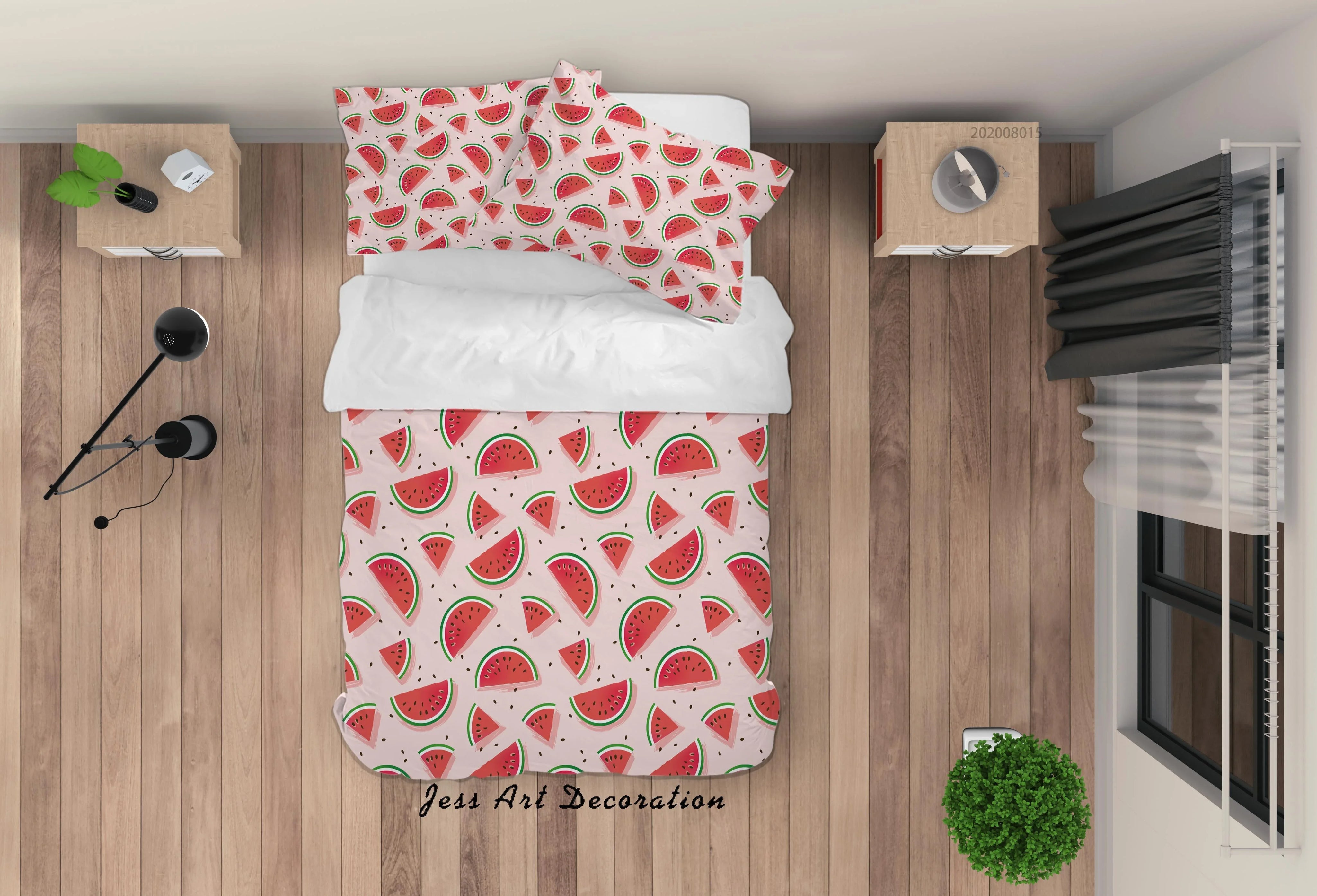 3D Hand Drawn Watermelon Fruity Pink Quilt Cover Set Bedding Set Duvet Cover Pillowcases LXL- Jess Art Decoration