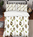 3D Owl Leaves Quilt Cover Set Bedding Set Pillowcases 136- Jess Art Decoration
