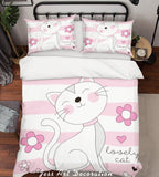 3D Cartoon Cat Pink Quilt Cover Set Bedding Set Pillowcases 177- Jess Art Decoration