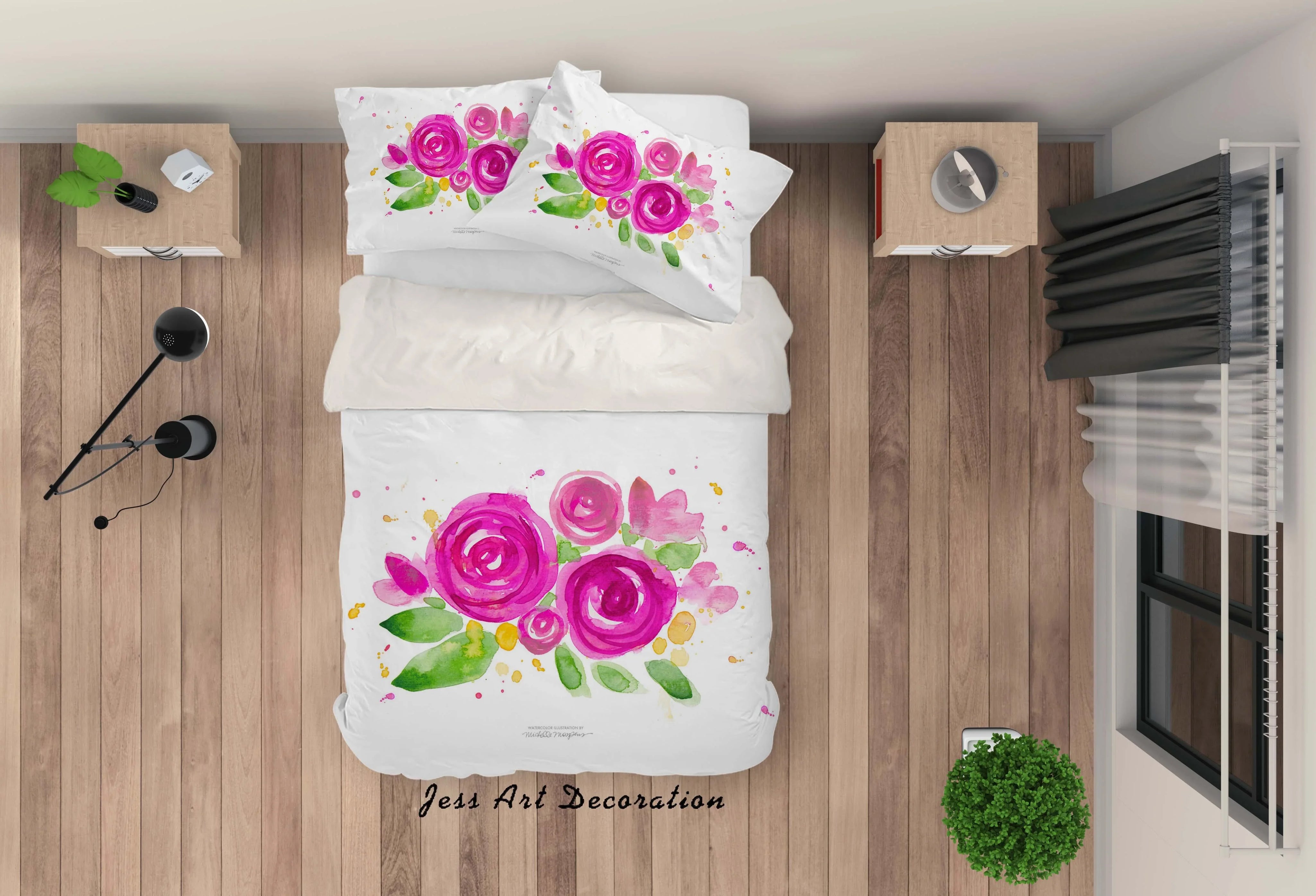3D Watercolor Purple Floral Quilt Cover Set Bedding Set Pillowcases 20- Jess Art Decoration
