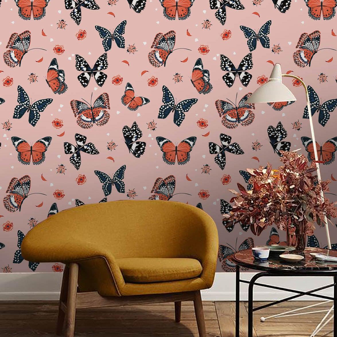 3D Butterfly Pink Wall Mural Wallpaper 46- Jess Art Decoration