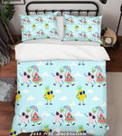 3D Cartoon Pineapple Watermelon Blue Quilt Cover Set Bedding Set Pillowcases 11- Jess Art Decoration