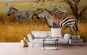 3D Realistic Grassland Zebra Animal Wall Mural Wallpaper LXL 1625- Jess Art Decoration