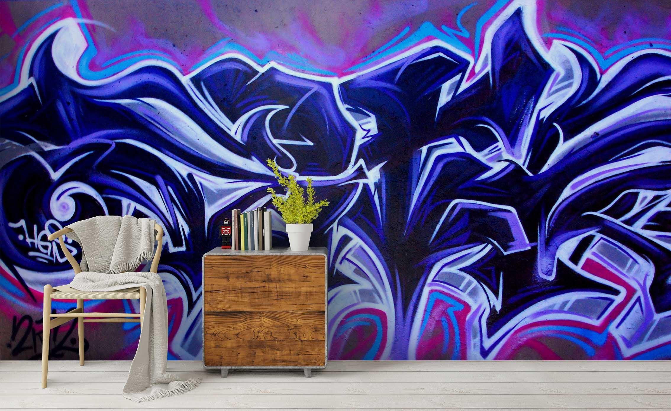 3D Bright Colourful Graffiti Art Wall Mural Wallpaper ZY D55- Jess Art Decoration