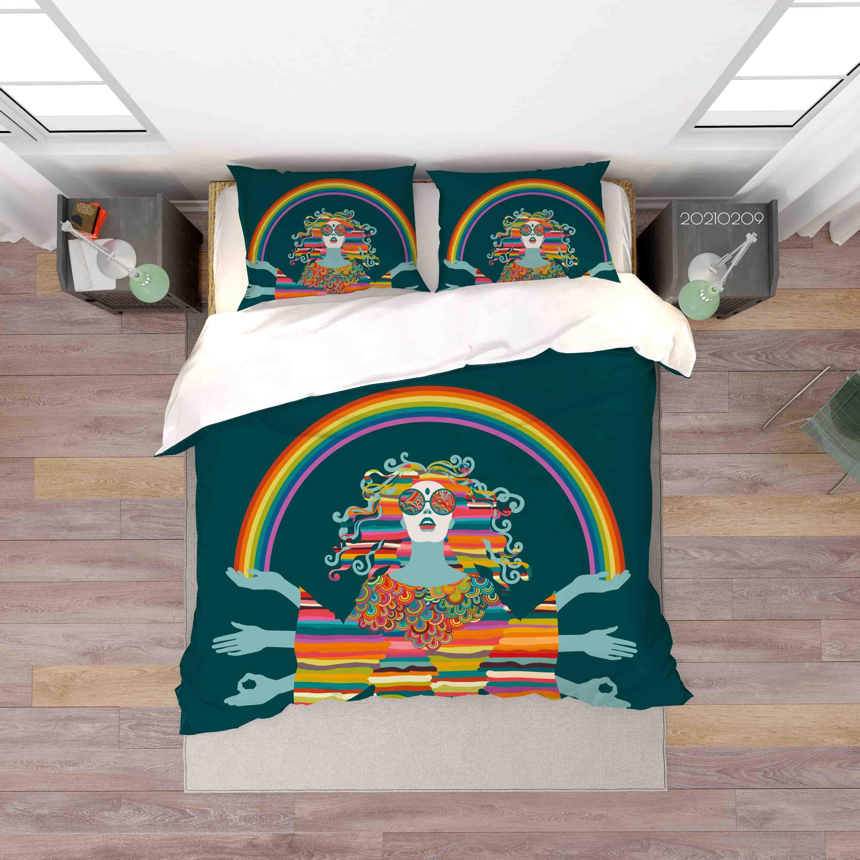 3D Abstract Colorful People Rainbow Quilt Cover Set Bedding Set Duvet Cover Pillowcases 282- Jess Art Decoration