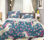 3D Unicorn Pink Flowers Quilt Cover Set Bedding Set Pillowcases 77- Jess Art Decoration