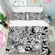3D Abstract Gray Monster Graffiti Quilt Cover Set Bedding Set Duvet Cover Pillowcases 10- Jess Art Decoration