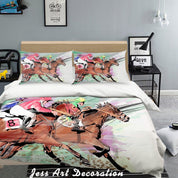 3D Horse Racing Sports Quilt Cover Set Bedding Set Pillowcases  174- Jess Art Decoration