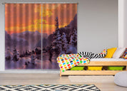3D Sunset Sky Snow Mountain Nature Landscape Curtains and Drapes LQH 137- Jess Art Decoration