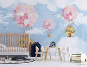 3D Balloon House Sky balloon house cloud sky mural wall mural wallpaper for nursery
