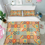 3D Orange Checkered Tile Pattern Quilt Cover Set Bedding Set Pillowcases 69- Jess Art Decoration