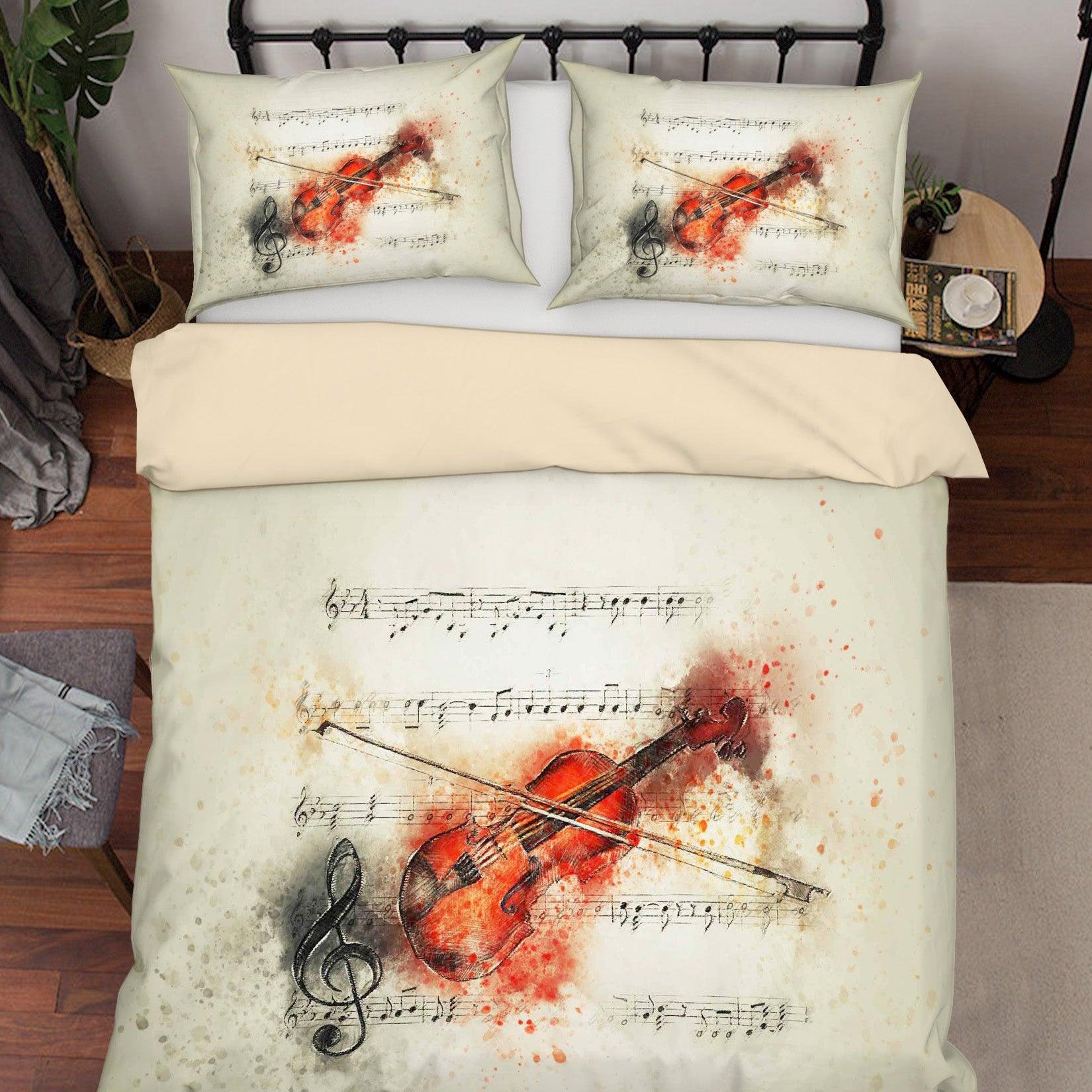 3D Violin Score Quilt Cover Set Bedding Set Duvet Cover Pillowcases A170 LQH- Jess Art Decoration