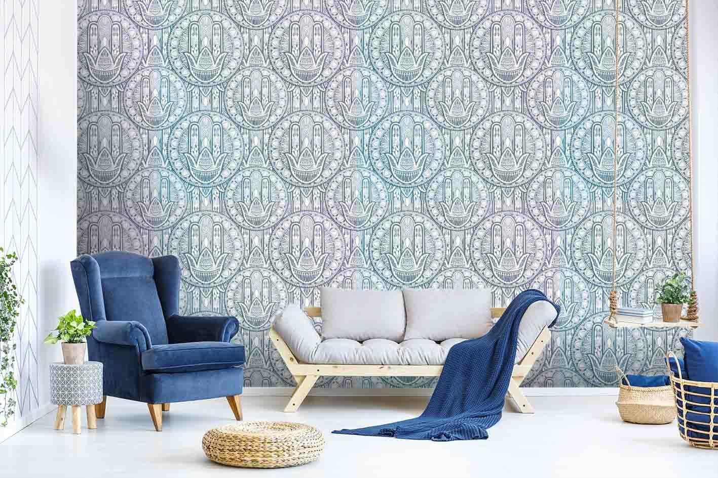 3D Gray Green Floral Circle Wall Mural Wallpaper SF68- Jess Art Decoration