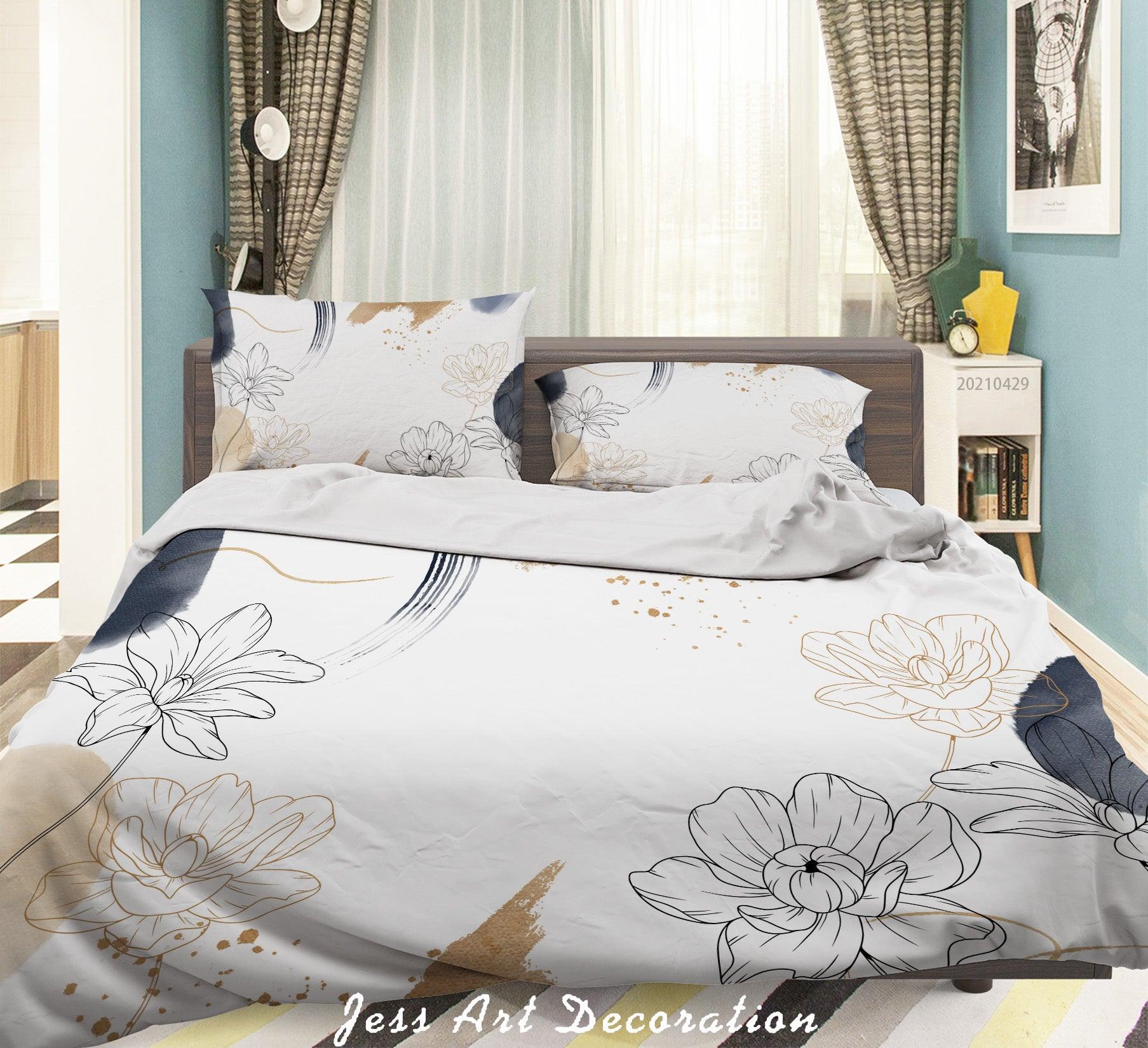3D Watercolor Color Floral Leaf Quilt Cover Set Bedding Set Duvet Cover Pillowcases 227- Jess Art Decoration