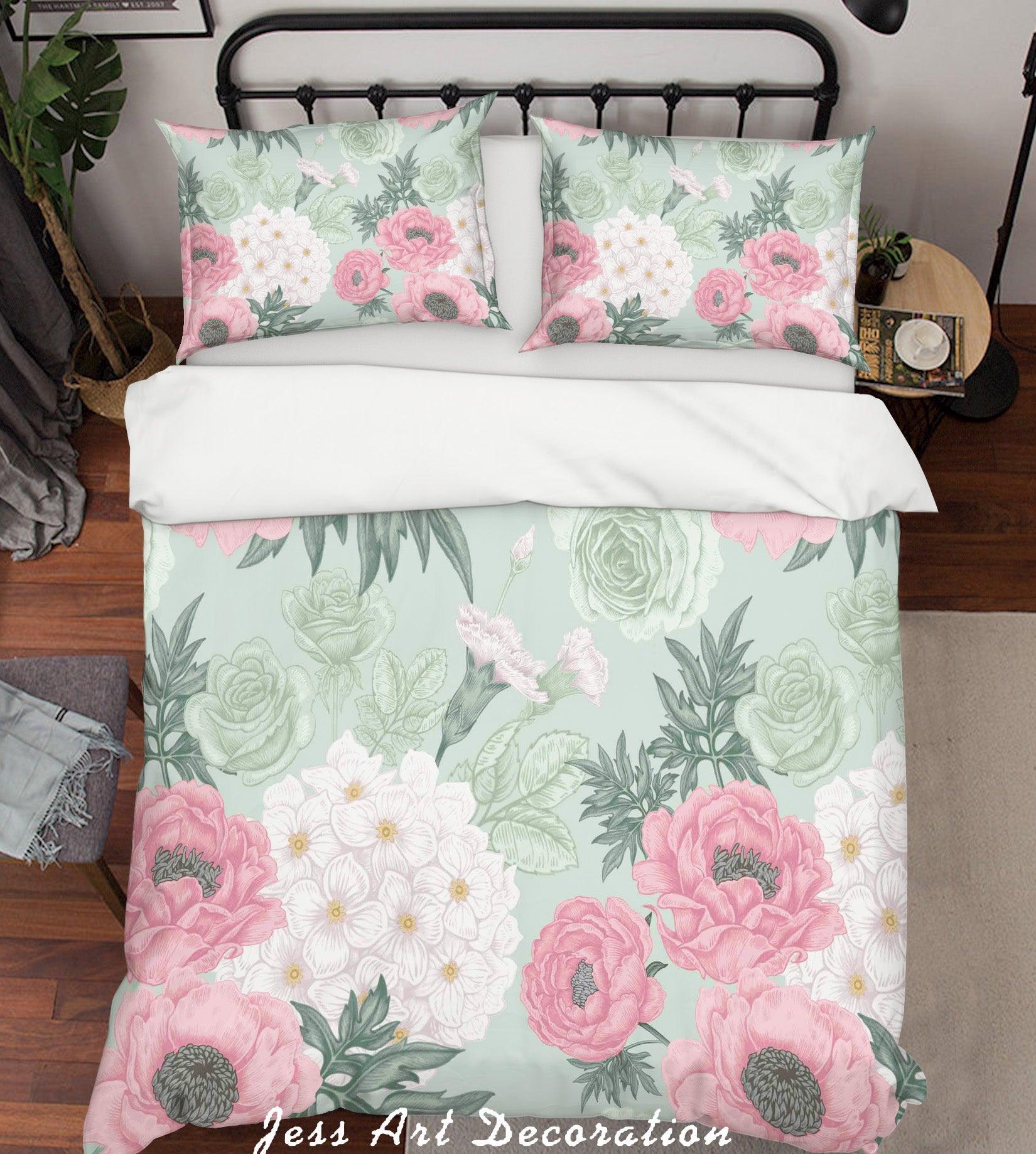3D Pink Peony Floral Quilt Cover Set Bedding Set Pillowcases 09- Jess Art Decoration