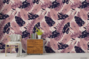 Hand Drawn Pink Leaves Plant Pattern Wall Mural Wallpaper LXL- Jess Art Decoration