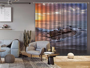 3D Landscape Ocean Reef Wave Golden Skyline Cloudy Curtains and Drapes GD 4390- Jess Art Decoration