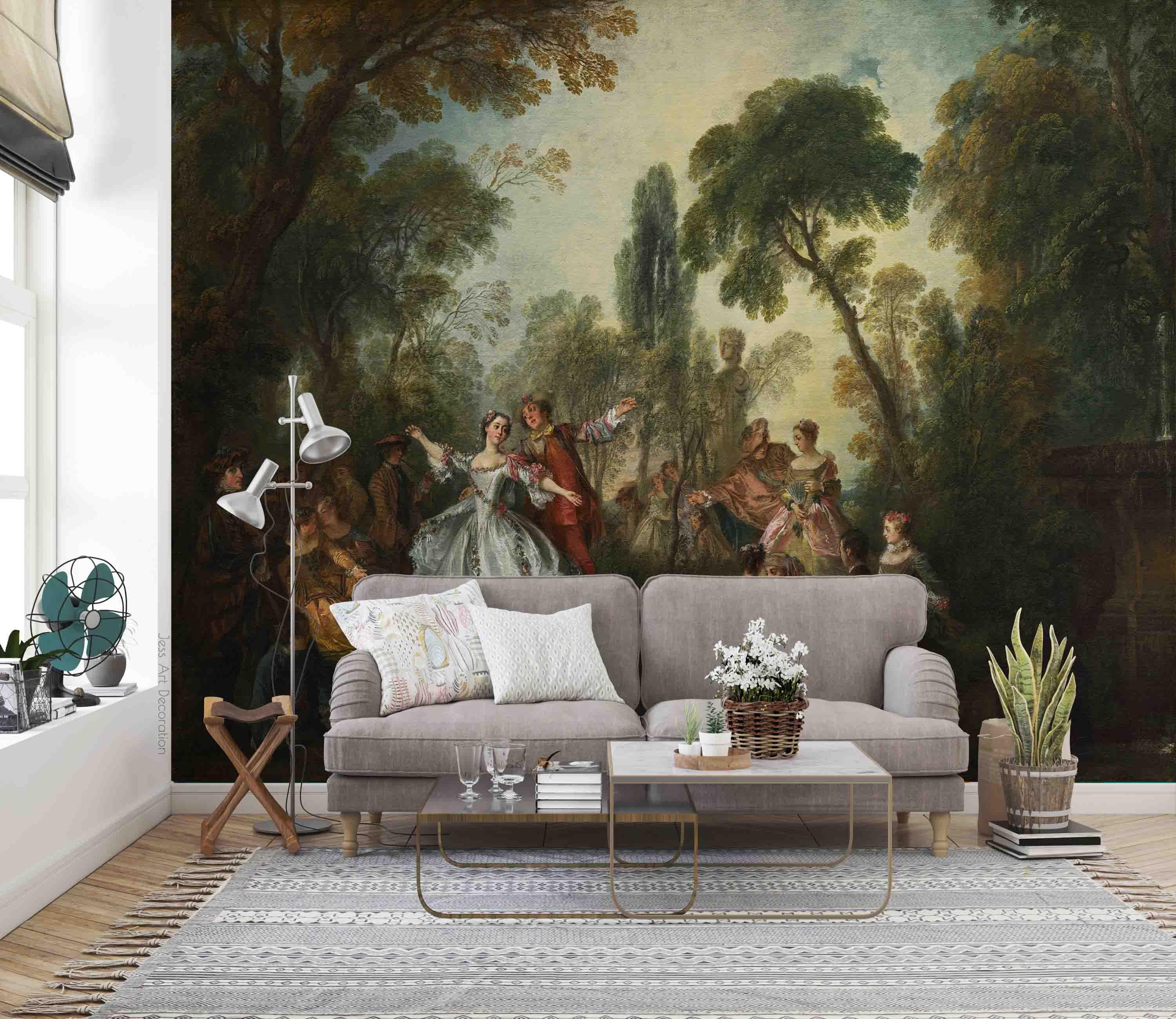 3D European Oil Painting Woods Dance People Wall Mural Wallpaper GD 2869- Jess Art Decoration