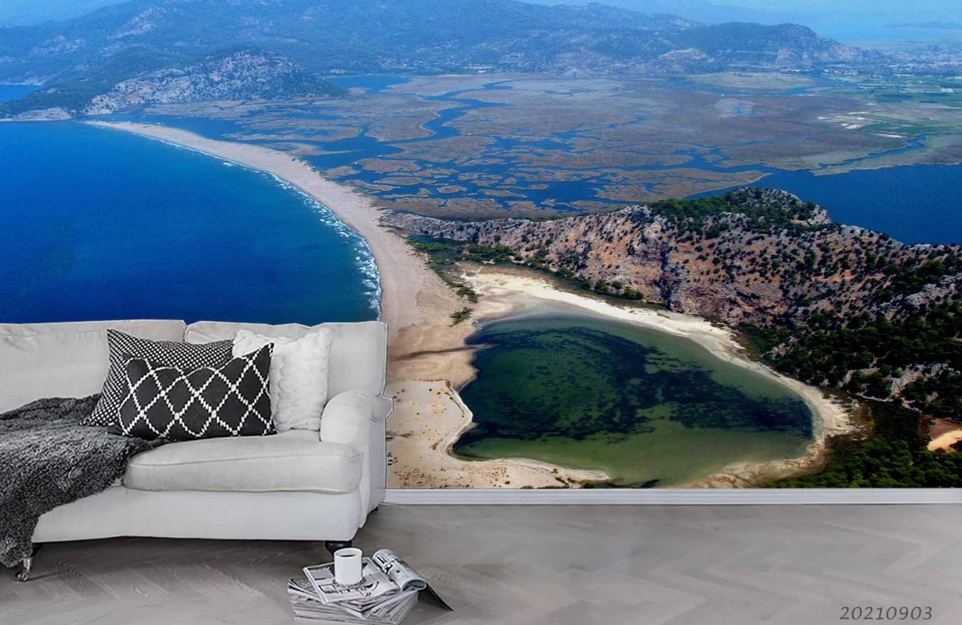 3D Blue Sea Nature Landscape Wall Mural Wallpaper LQH 225- Jess Art Decoration
